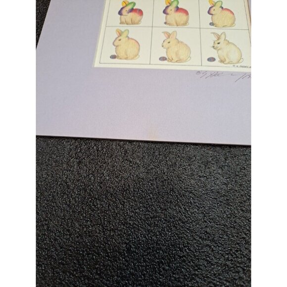 E. Halsey Signed BASKET TO RABBIT Transformation Matted Print Easter Spring 1982 - Picture 8 of 8